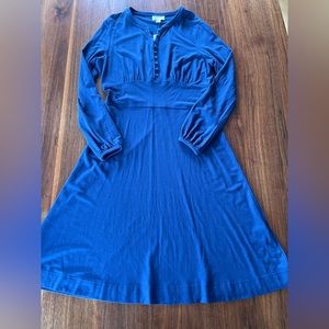 NWT Talbots $148 Navy Blue Long Sleeve Henley Knit Midi Dress Womens SZ 12